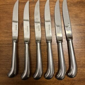 Vintage Viking Super Stainless Steel Serrated Steak Knife Set Of 6 Japan Pistol
